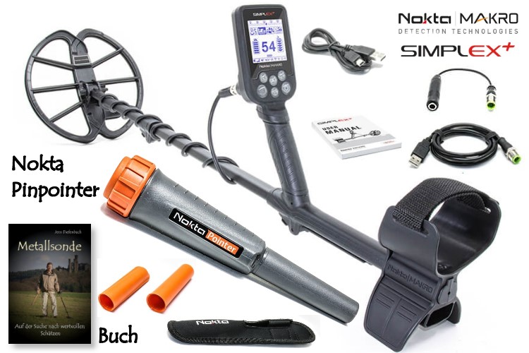 Nokta/Makro Simplex+ Ausrüstungspaket IV (Metalldetektor & Nokta Pinpointer & Schatzsucherhandbuch)